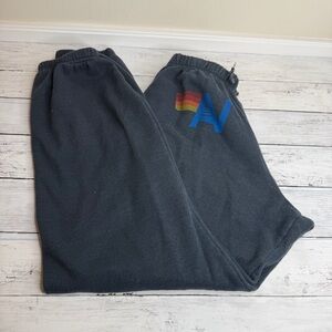 Aviator Nation Charcoal Joggers with Rainbow Logo, pockets